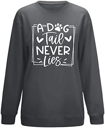 Куче Таи никогаш не лаже врвови за женски кучиња шепаки графички маици со долги ракави екипаж пулвер, модни блузи за печатење,