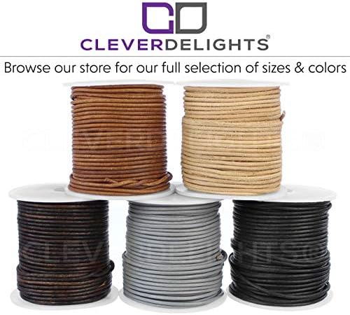 Cleverdelights оригинален кожен кабел - 2мм круг - 50 стапки - природна боја