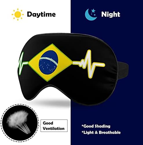 Бразилско Знаме Срце Чука Маска За Очи За Спиење Сенка За Очи Со Прилагодлив Ремен Врзани Очи За Патување Со Авион