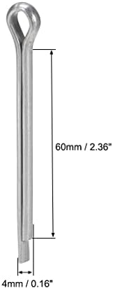 Uxcell Split Cotter Pin - 5/32 инчи x 2 23/64 инчен јаглероден челик 2 -погргс копче за прицврстување на сребрен тон 25 парчиња