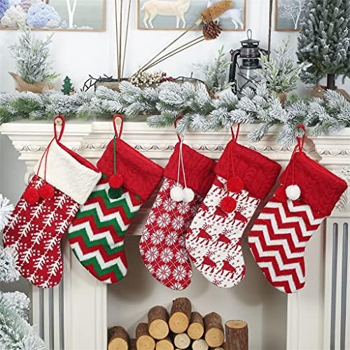 Шипт 5 парчиња плетени Божиќни порибни божиќни бонбони за подароци за бонбони, држач за лагер чорапи украси за новогодишна елка Божиќ