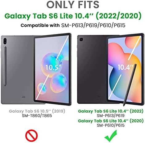 Case Gerutek Case за Samsung Galaxy Tab S6 Lite 10.4 инчи 2020, шок -изобилен солиден случај со 360 ротирачки штанд/лента за рака,
