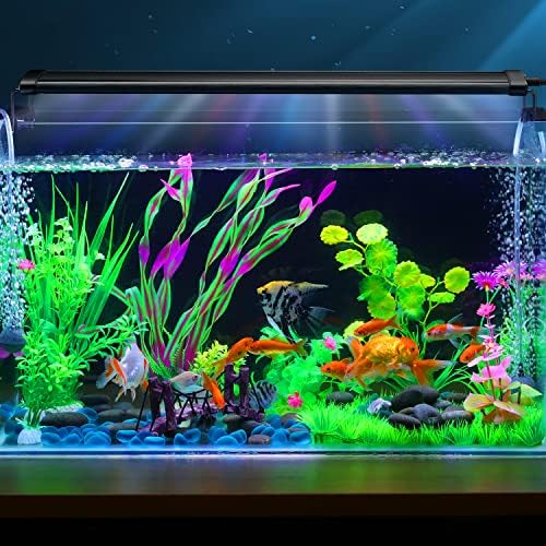 Honpal LED Aquarium светло, светло на резервоарот за риби со проширувачки загради, бели и сини LED диоди и светло за резервоар за риби