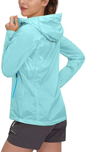 Малку магаре Енди, женски водоотпорни јакни за дожд летни лесни палта за пешачење за пешачење риболов светло сина м