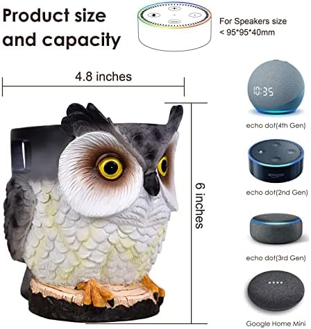 За Echo Dot 2 -ри / 3 /4 /5 /5 / Google Home Mini Owl Holder Desktop Stand Sharder додатоци со интегрирано управување со кабел,