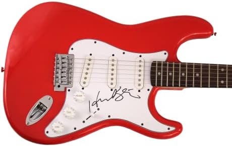Хауард Стерн потпиша автограм со целосна големина тркачки автомобил Црвен Fender Stratocaster Електрична гитара со Jamesејмс Спенс ЈСА