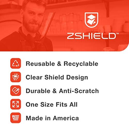 Завитката ZShield - Штит за лице за еднократно лице - Направено во САД - Целосно лице за леќи и лесен дизајн на вратот