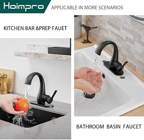 HOIMPRO модерна единечна рачка црна бања тапа за бања мијалник за мијалник за бања со мијалник со единечна дупка или единечна рачка