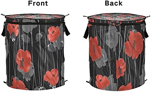 Црвени сиви цвеќиња Поп -афиони се појавуваат алишта за алишта со патент за патент, преклопна корпа за перење со рачки што се