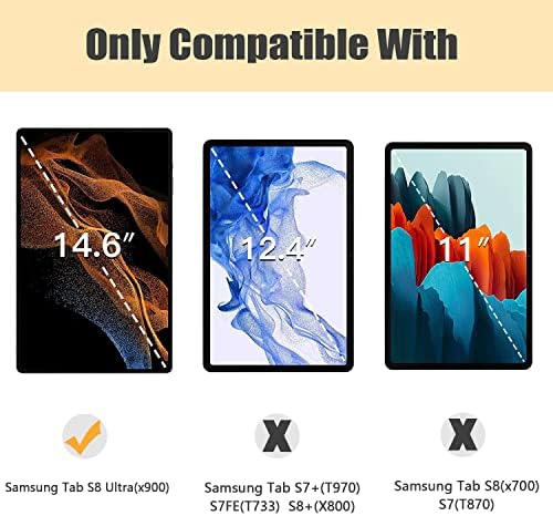 E нет-случај случај за Samsung Galaxy Tab S8 Ultra со објавен S-Pen Box 2022, вертикален случај на стоење со автоматска буна/спиење Карактеристики
