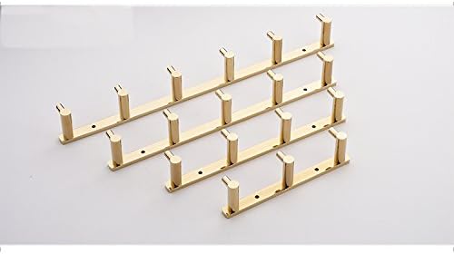 Beelee Brass Prain Rail/Rack со 4 куки Организатор за складирање на wallидови за монтирање, полиран злато