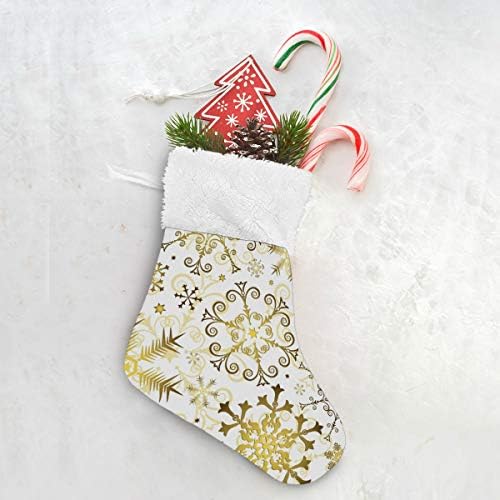 Алаза Божиќни чорапи Божиќни патеки Златни снегулки Класични персонализирани мали декорации за порибување за семејни сезонски празници за