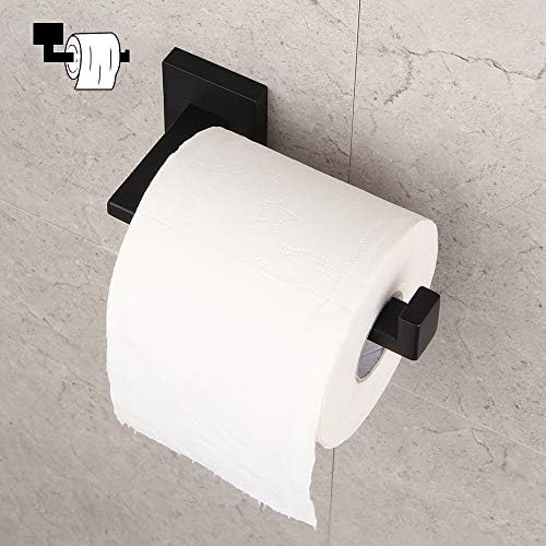 Држач за тоалетна хартија за бања Герцви SUS 304 не'рѓосувачки челик мат црно ткиво хартија држач за монтирање IG1805-BK