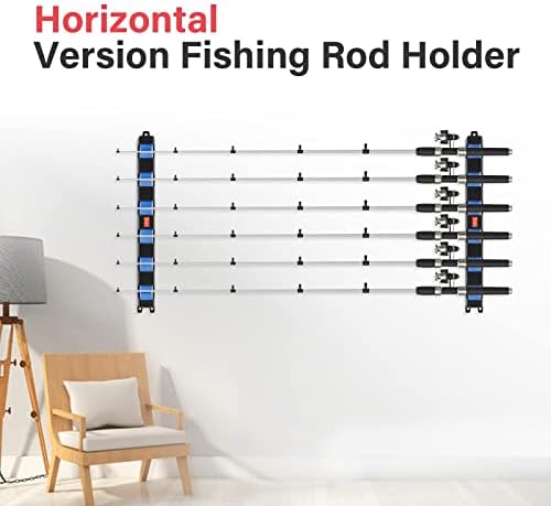 Хоризонтални држачи за риболов прачки, монтирани на wallидови-едноставни лукс риболов шипки, одличен носител на риболов пол за гаража, држачи