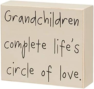 Колинс 4,75 „Мини дрво блок знак“ внуци го комплетираат кругот на животот “.