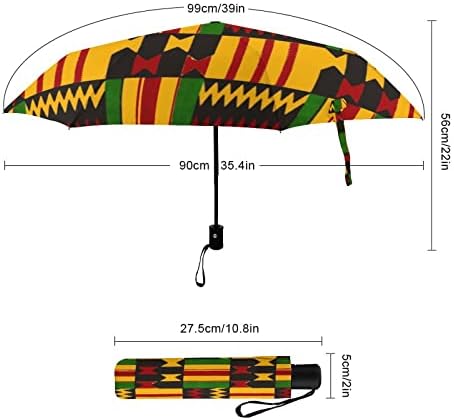 Африкански Племенски Печатени Ветроупорни Патувања 3 Пати Автоматски Чадор Компактен Прирачник За Преклопување Виножито За Дожд Сонце