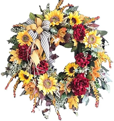 Tfiiexfl 40см сончогледен венец цвет добредојден знак што виси декор на влезната врата за домашна забава