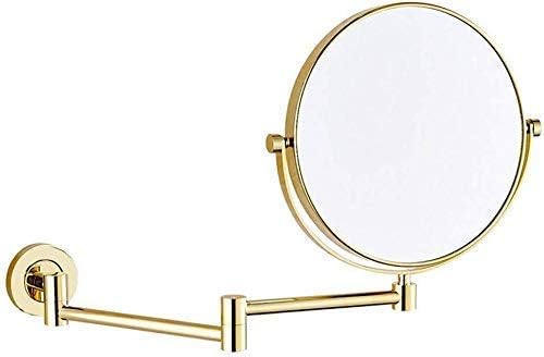 Огледало за шминка на Груни, огледало за бричење на бања, двојно еднострано 360 ДВЕЕ ДИЗАЈН ДИЗАЈН Огледало, злато, 8 инч10x