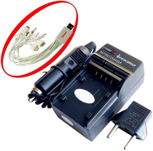 Itekiro AC Wall DC Car Battery Chit Chit за Panasonic DMC-FX7S + Itekiro 10-во-1 USB кабел за полнење