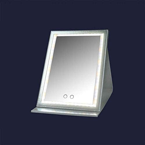 KMMK Специјално огледало за шминка, LED кожа преносен допир прекинувач затемнување на огледала за шминка USB огледала за полнење