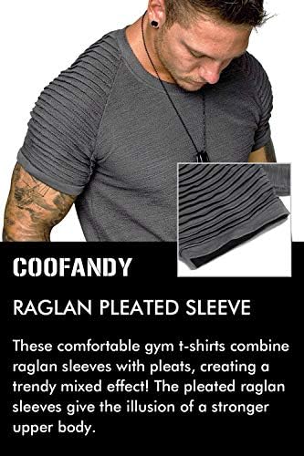 Коофанди маица за мускули на мажите со плетенка со раблан раблан за бодибилдинг салата за кратки ракави за модни кошули за тренингот Хипстер кошула