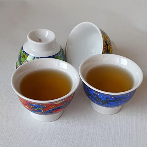 Чајник Кина порцелан 12oz змеј од не'рѓосувачки челик teacup 4pcs gongfu поставен инфузер за лабав чај