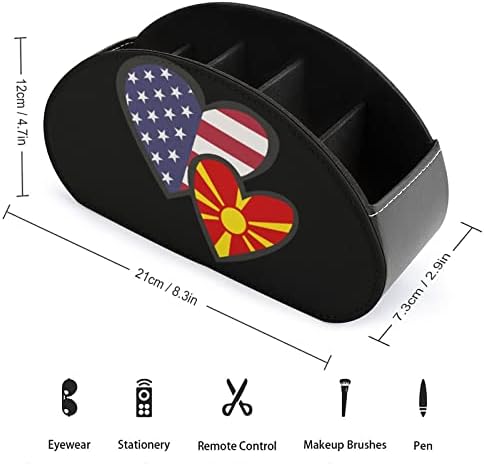 Преплетувачки срца Американски држач за далечински управувач со знаме на македонија со 5 оддели