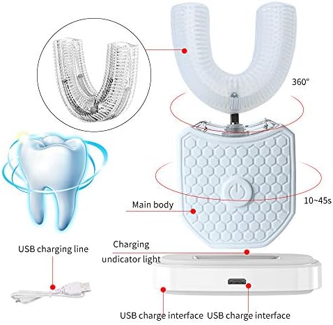 Автоматска електрична четка за заби на магентак за возрасни, ултразвучна електрична четка за заби од 360 степени, храна оценета со силиконски