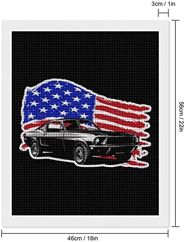 Мускулен автомобил со американско знаме дијамантско сликарство целосен квадратен вежба дијамантски слики слика уметност занает