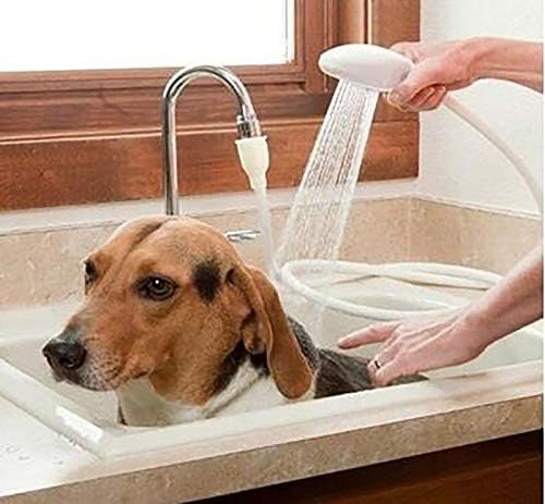 КОМПЛЕТ За Миење Кучиња ФАМКИТ за Четка за Туширање | Распрскувач на Вода &засилувач; Гумен Штит | Штит Вода Од Ушите На Кучињата,