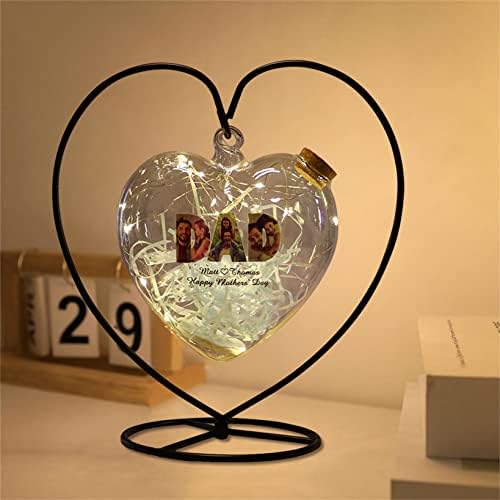Топ Глори Персонализирана тато фотографија Посакувајќи шише светло срцево железо Арт виси ноќни светла Денот на мајката за декорација