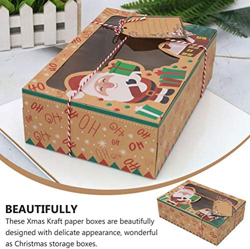 Кутии за хартиени кутии од 6 парчиња кутии за чување бонбони за бонбони ПВЦ прозорец бисквити кутии Дома за декор за забава