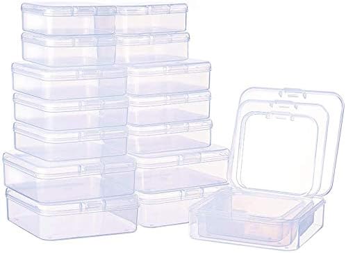 24 пакуваат мали чисти пластични контејнери за складирање на мушка кутија со капаци, 3 различни големини на мини кутии за складирање