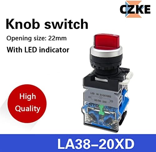 Axti LA38 LED селектор на копчето за притискање Ротари прекинувач 2 3 Позиција Светло заклучување 1NONC осветлен сребрен контакт 22мм LA38-11xd/21