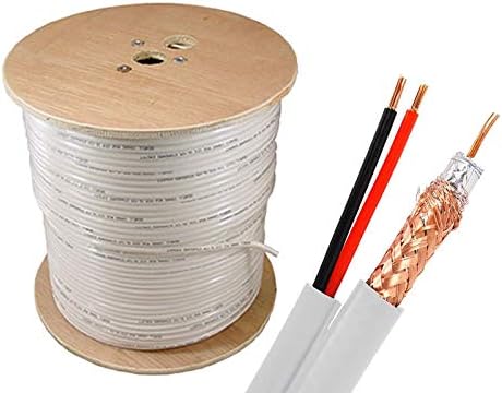 Sewell Direct SW-23481 најголемиот дел RG59 Power SiAmese Cable, 500 стапки Spool, 18 Awg, Prail and Foil Shield, Бело