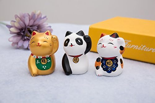 Твојата колекционерска рака насликана црна и бела фенг шуи мини Маники Неко среќа панда мачка фу фу.