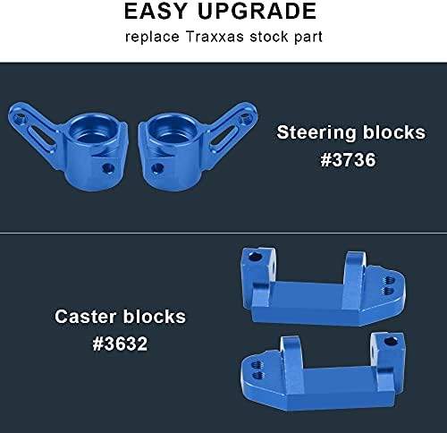 AIYIHOBBY Aluminum Alloy Front Caster Block & Steering Blocks kit with Ball Bearings Upgrade Parts for 1/10 2WD Slash, Stampede, Rustler, Replace