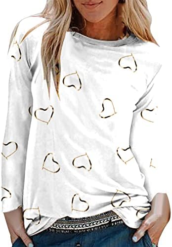 Womenените 2023 Облека модна памучна екипа на екипажот Графички салон за блуза есен летен блуза со долг ракав за девојчиња 8W 8W