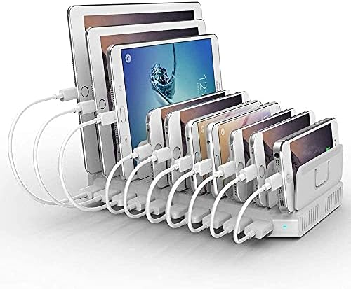 Пакет Alxum Ipad Станица За Полнење 10-ПРИСТАНИШТЕ USB Полнач СО ПОВЕЌЕ Уреди Со Паметна IC Технологија и 10 ПОРТА 60W USB СТАНИЦА За Полнење