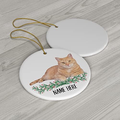 Смешно персонализирано име Таби мачка портокалова подароци 2023 украси за новогодишна елка Керамика