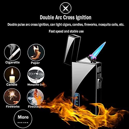 Arc Lighter and Butane Lighter 2 in 1, etет пламен факел полесен за полнење на Butane Electrice, USB -полесен полесен ветровит полесен
