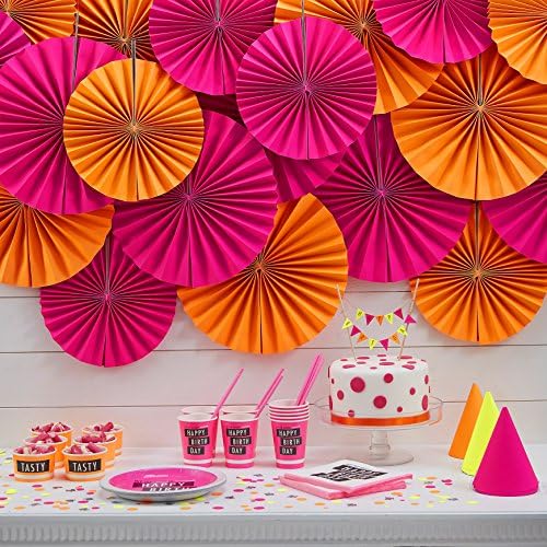Ingerумбир Реј Неон флуоресцентни среќни роденденски хартиени плочи, розова
