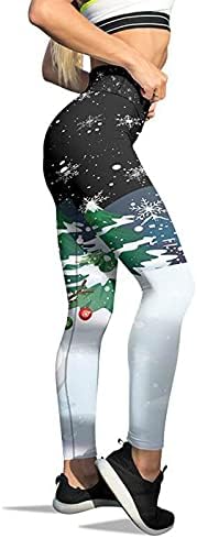 Iius Божиќни хеланки со високи половини, женски плус големина хеланки Божиќно дрво, кревање тренингот што работи спортски јога панталони