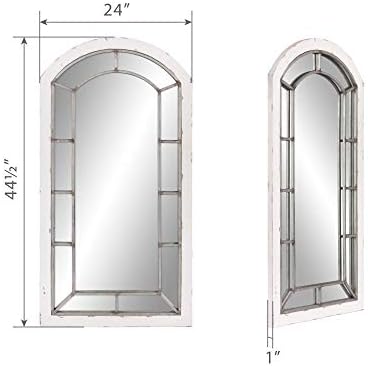 Патон Ѕид Декор 24х44 Потресен Бел И Антички Сребрен Лак Прозорец Ѕид Огледало