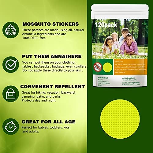 120пакувајте Лепенки Против Комарци За Деца, ДЕТИРАЈТЕ Бесплатни Налепници За Цитронела За Возрасни-Жолти