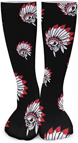 Плевел Индиски Череп Главен Дебели Чорапи Новина Смешно Печатење Графички Обични Чорапи Со Топла Средна Цевка За Зима