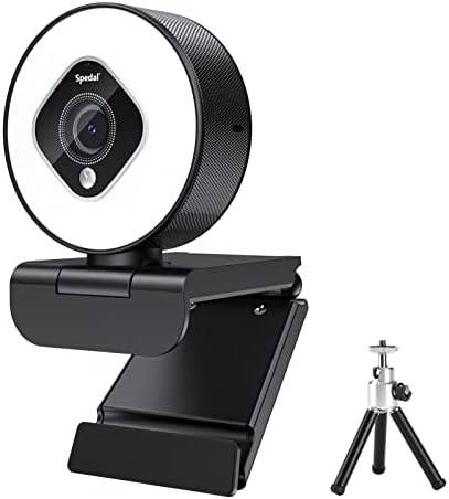 Spedal Streaming 1080p Веб Камера Со Прстен Светлина и Микрофон, HD Веб Камера со 3-Ниво Прилагодливи Осветленост, Автофокус Веб Камера Со