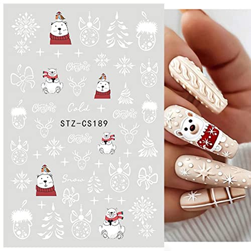 5 листови Божиќни нокти налепници за снегулки за нокти 3D самолепливи декорации за нокти за зимски Божиќни налепници за нокти на налепници за нокти