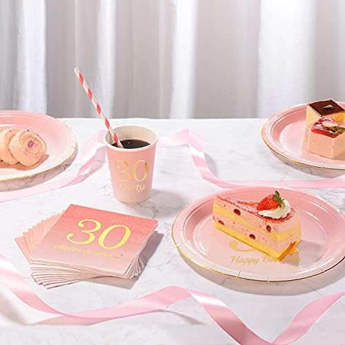 30 -ти роденденски украси за забави, салфетки, 30 -ти роденденски подароци, чаши, плочи, сламки - 24 комплети