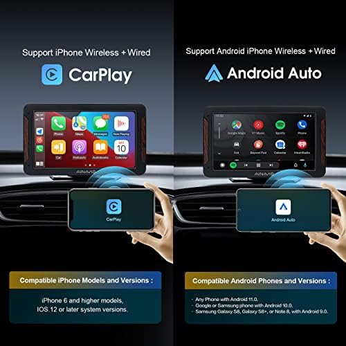 AINAVIGO Преносни Автомобил Радио Со Apple Carplay &засилувач; Андроид Авто, Безжичен Автомобил Игра 7 Екран На Допир Автомобил Стерео